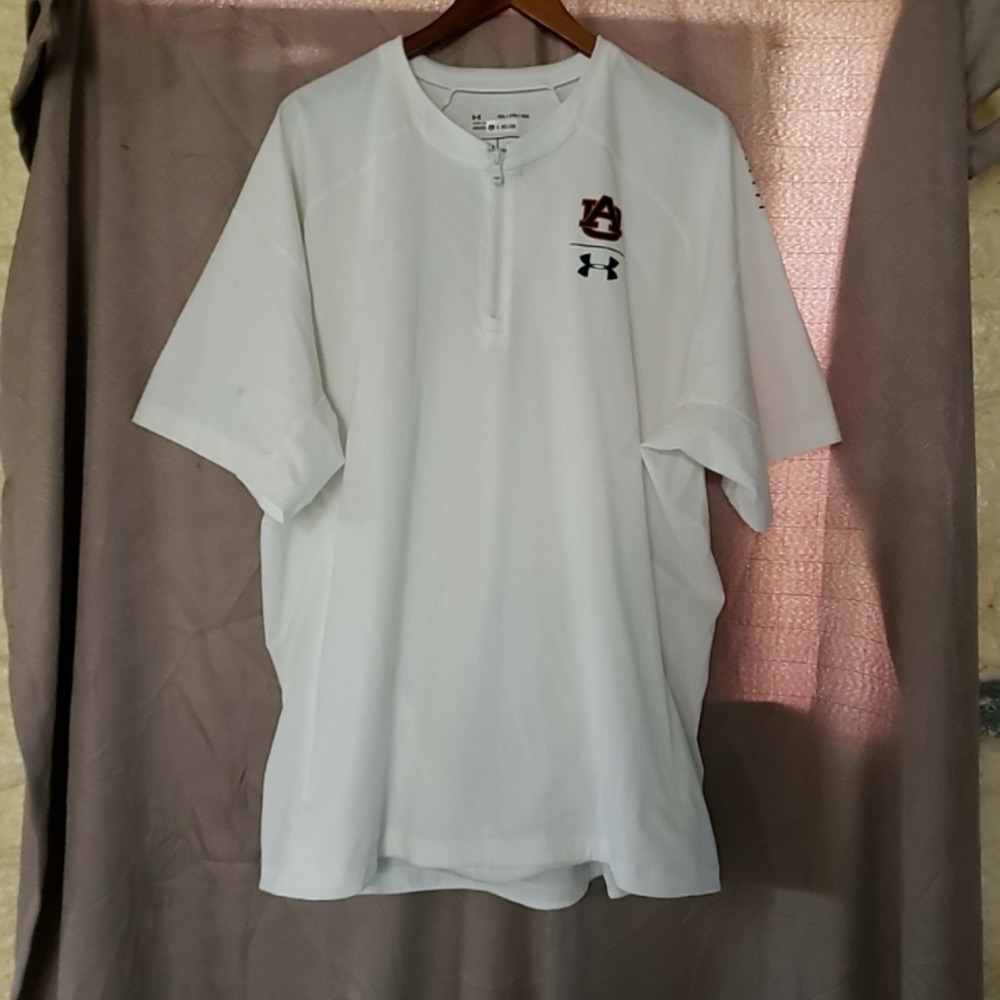 Auburn Tigers Shirt Mens 2XL White NCAA Football Under Armour Quarter Zip